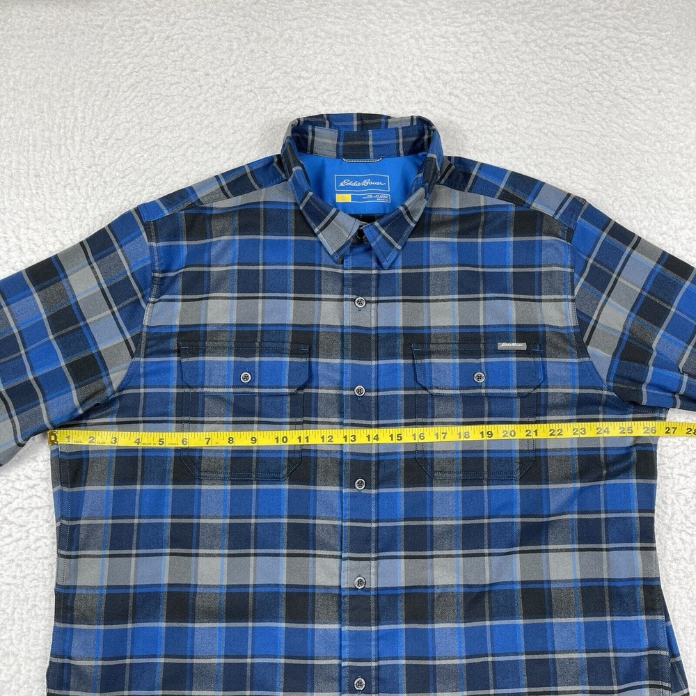 Eddie Bauer Shirt Mens XXL Classic Blue Plaid Country‎ Hike Camp Cabin Outdoors - Picture 10 of 12